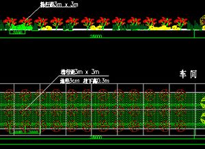某工廠道路及道路旁綠地綠化設計圖紙免費下載 園林綠化及施工